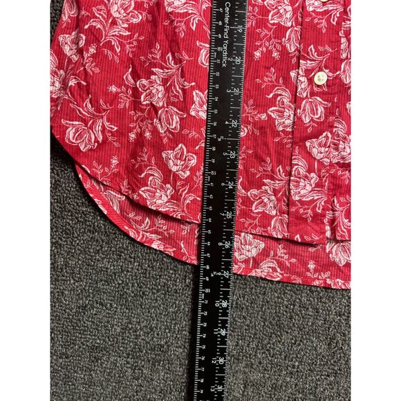 Ralph Lauren Floral Dobby Top Blouse Women's Size XS Red Rust Cotton Long Sleeve - Picture 7 of 8